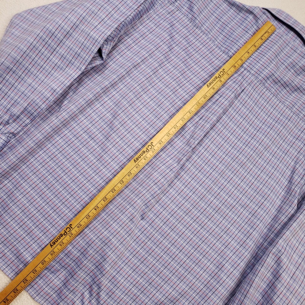 Turnbull and Asser Button Down Shirt Men XXL Blue Check Plaid Cotton England - Picture 4 of 8